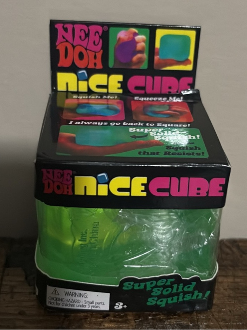 Nee Doh Cube Green Super Solid Squish Toy